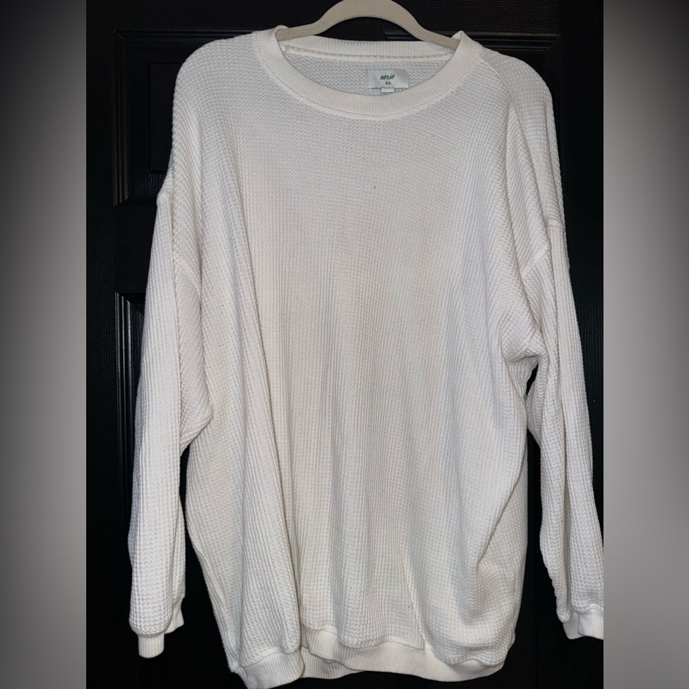 Aerie cream waffle long sleeve T-shirt - medium